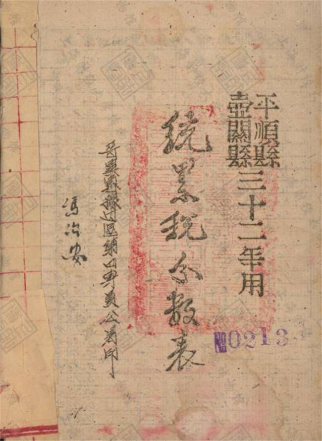 晋冀鲁豫边区平顺县、壶关县统累税分数表(1943年)